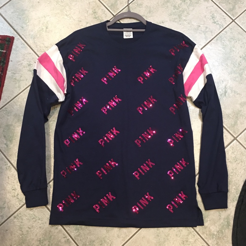 Victoria Secret Long Sleeve Pink Sequin Bling - XS